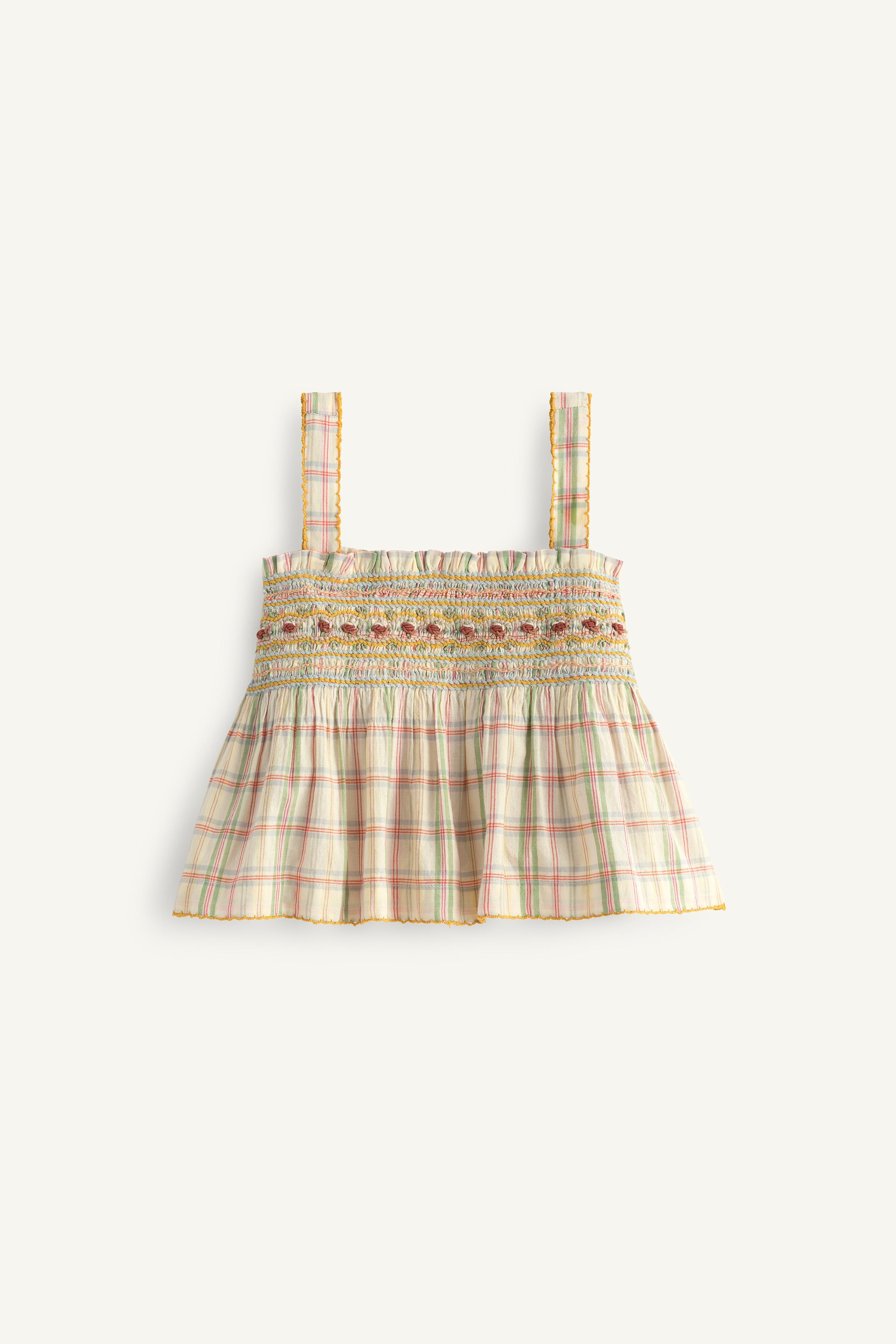LIMITED EDITION PLAID EMBROIDERED FLORAL TOP